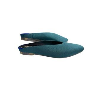 Rothy’s Almond Demi Mule Flats in Deep Emerald Teal $155 Women's Size 7.5